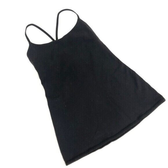 Lululemon Black Tank Strappy Back Workoutout Top Size 6 solid Stretch - Picture 1 of 5